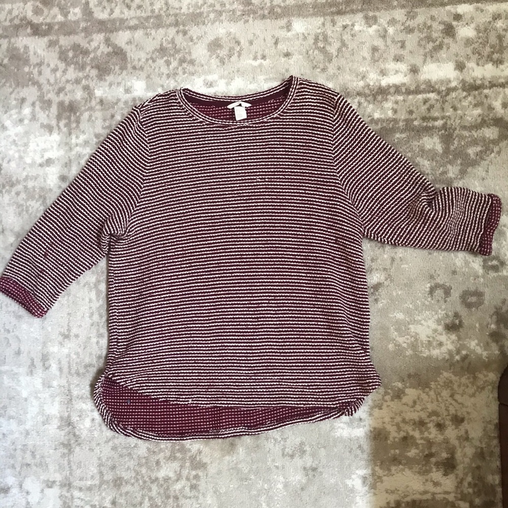 Striped sweater with 3/4 sleeve